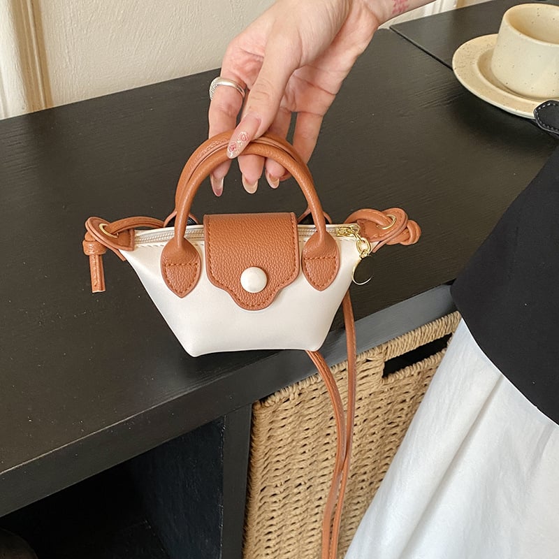 2026 Mini dumpling táska lányoknak, kis kézitáska színblokkal, váll- vagy crossbody használatra