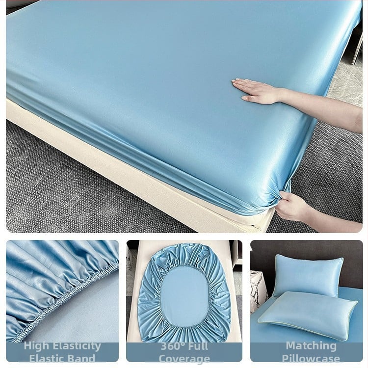 Ice Silk чаршаф за матрак, имитация на Tencel, клас А, безопасен за бебета, пълно обгръщане, машинно пране, с по-високи страни