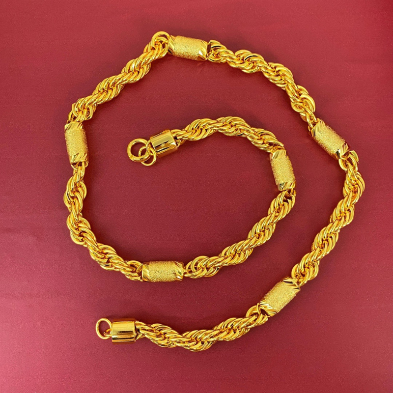 Muški ogrlica od užeta s bakrenim pozlaćivanjem, 12 mm, hip-hop stil