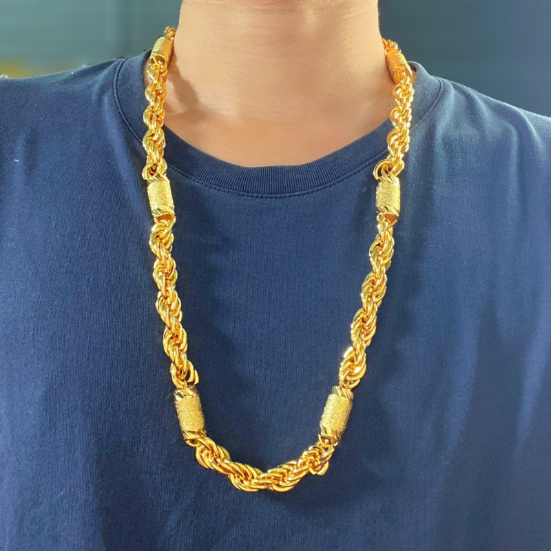 Muški ogrlica od užeta s bakrenim pozlaćivanjem, 12 mm, hip-hop stil