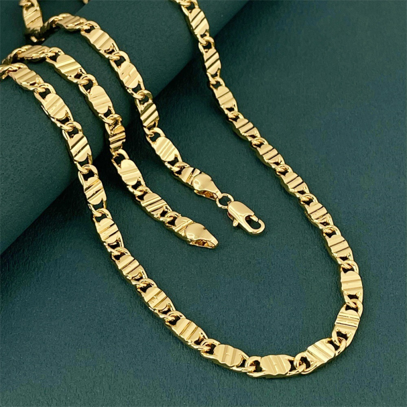 Ogrlica od pozlaćenog bakra s graviranim slovom, 4 mm, duljina 60 cm, unisex