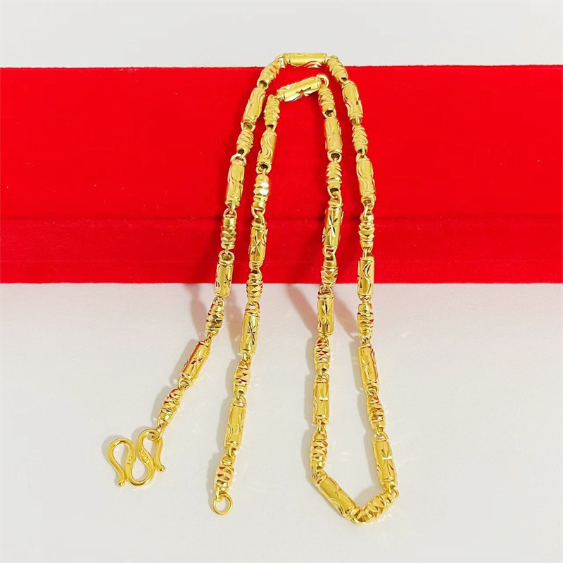 Jinyicheng Jewelry Pozlaćena ogrlica od bakra s šupljim cilindričnim maslinastim uzorkom, unisex