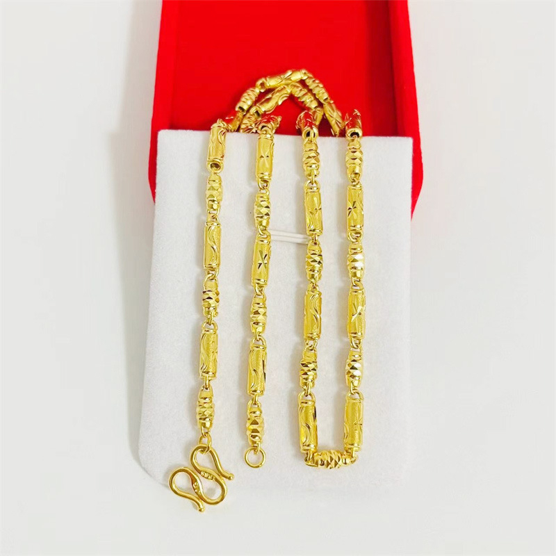 Jinyicheng Jewelry Pozlaćena ogrlica od bakra s šupljim cilindričnim maslinastim uzorkom, unisex