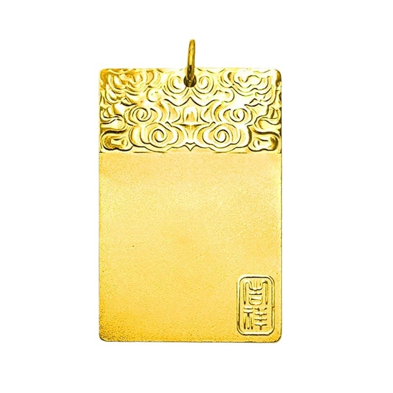 Ogrlica od mesinga s pozlaćenim premazom, talisman s motivom oblaka u kvadratnom obliku, unisex, retro stil