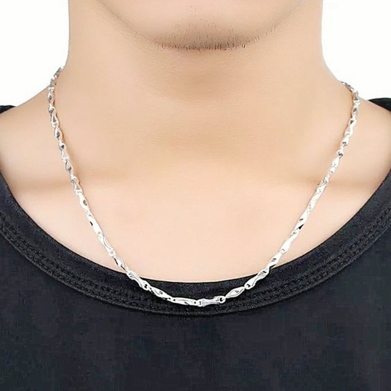 Lanac s platiniranim premazom za muškarce, srebrni lanac u obliku ingota, hip-hop stil