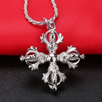 Pandantiv Vajra cu Cruce, Colier Unisex, Stil Etnic Retro, Solid, Vajra cu Două Capete