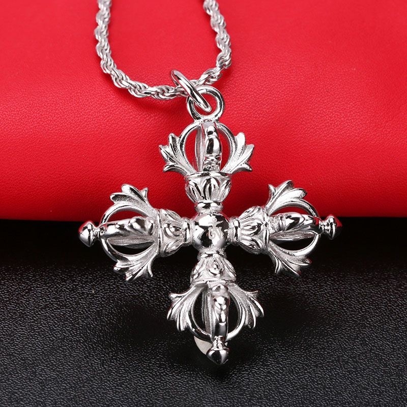 Pandantiv Vajra cu Cruce, Colier Unisex, Stil Etnic Retro, Solid, Vajra cu Două Capete