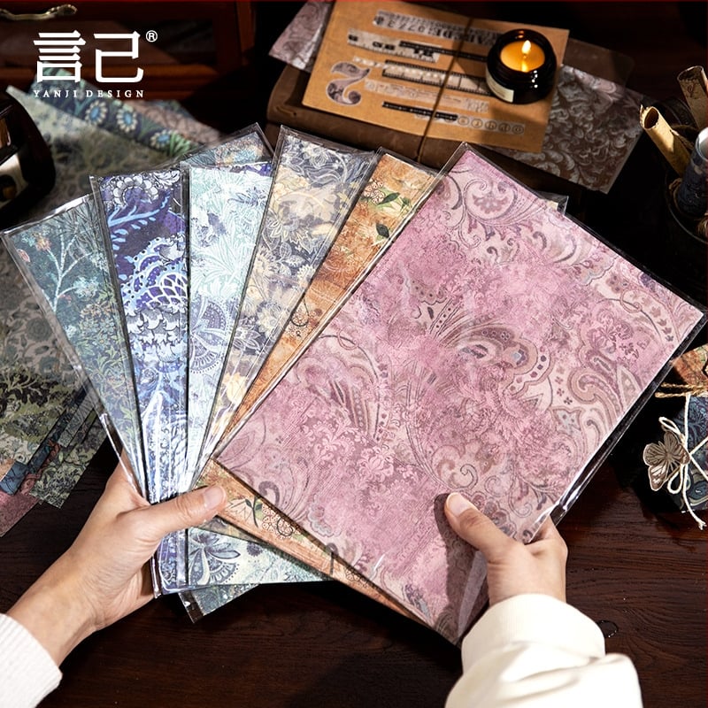 Yanji Baroque Relics Series Veľkoformátový podkladový papier pre retro umelecké pozadie a DIY poznámky