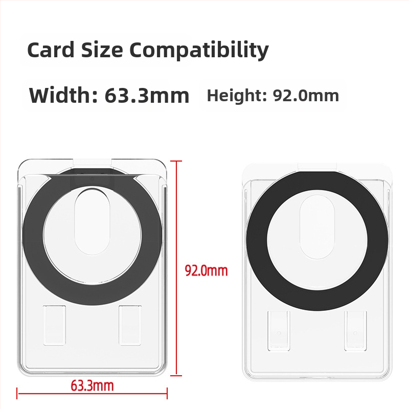 Pouzdro na iPhone s podstavcom, priehľadný magnetický držiak na karty, vertikálny slot na karty, prenášateľný multifunkčný stojan, polykarbonát