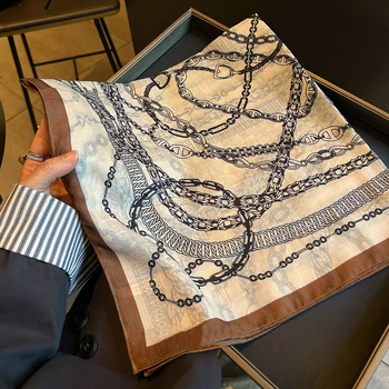 Šal u korejskom stilu za jesen-zimu, kvadratni 70x70 cm s retro lancem i baršunastim osjećajem, elegantan i svestran ženski šal