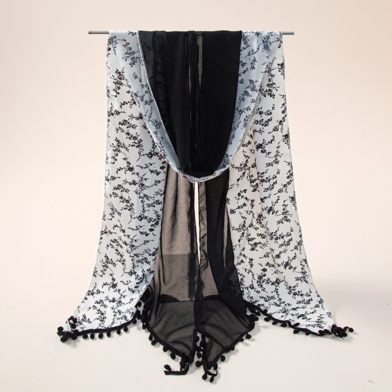 A159 Kristályos strassz patchwork chiffon hosszú sál, etnikus stílusú fejkendő, egyszínű fejkendő