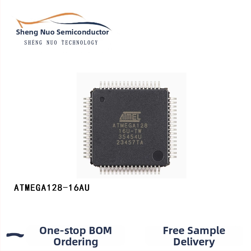 Microchip ATmega128-16AU mikrokontroler, TQFP-64, 8-bit AVR