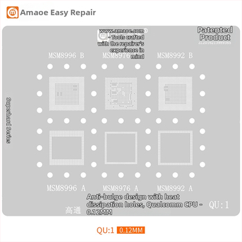 Amao Easy Repair šablona za lemljenje CPU čipa za mobitel MTK Dimensity MU/QU, Qualcomm Snapdragon MSM/MDM