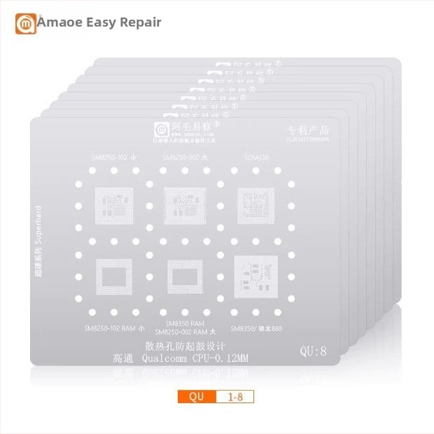 Amao Easy Repair šablona za lemljenje CPU čipa za mobitel MTK Dimensity MU/QU, Qualcomm Snapdragon MSM/MDM