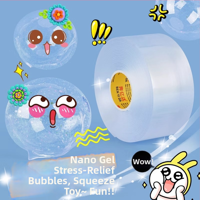 DIY hračky s vodnými bublinami a nano lepiacou páskou – sada na uvoľnenie, hnetenie a fúkanie bublín