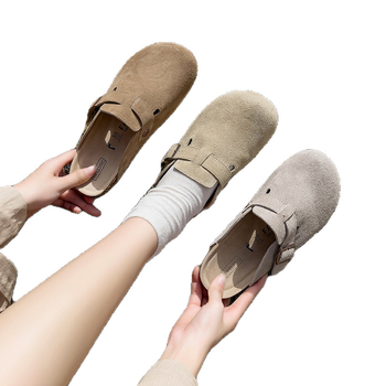 Női Birkenstock-stílusú slip-on cipő valódi marhabőrből, vastag talppal, zárt orral, tavasz–ősz használatra, 2025-ös modell