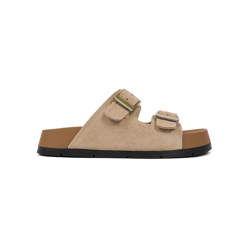 TOUTOU Sandale dama cu talpă groasă, creștere în înălțime, stil Birkenstock, piele naturală, vară 2026