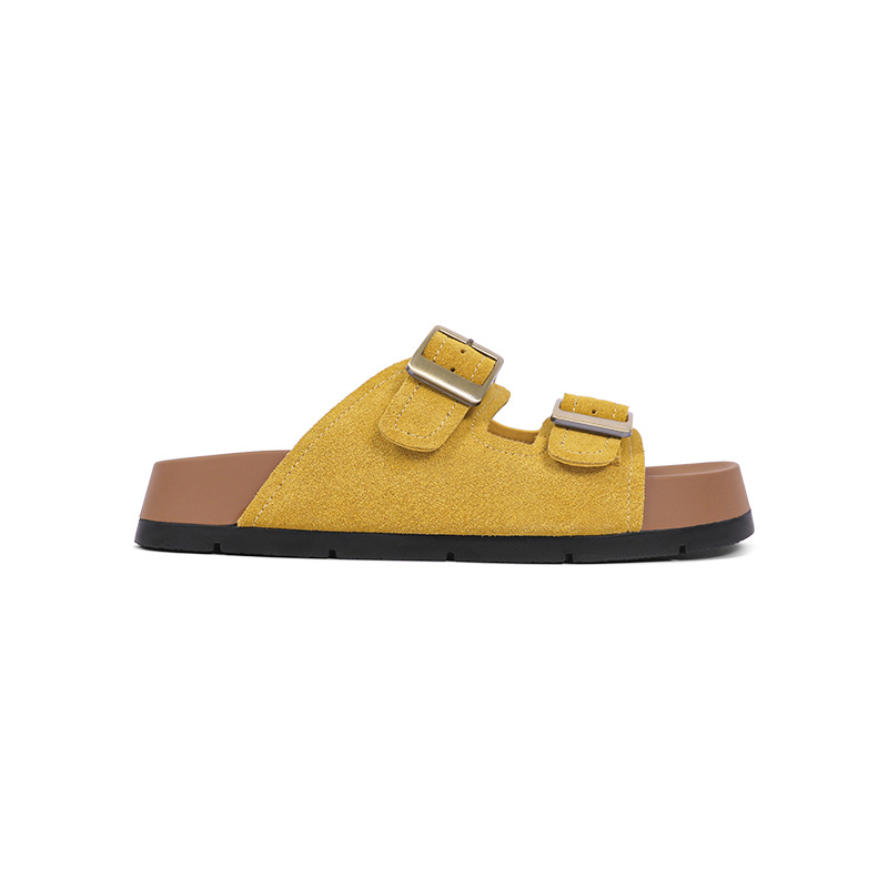 TOUTOU Sandale dama cu talpă groasă, creștere în înălțime, stil Birkenstock, piele naturală, vară 2026