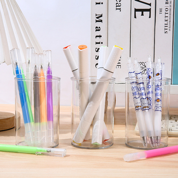 Цилиндрична прозрачна акрилна поставка за моливи за бюро, Muji стил