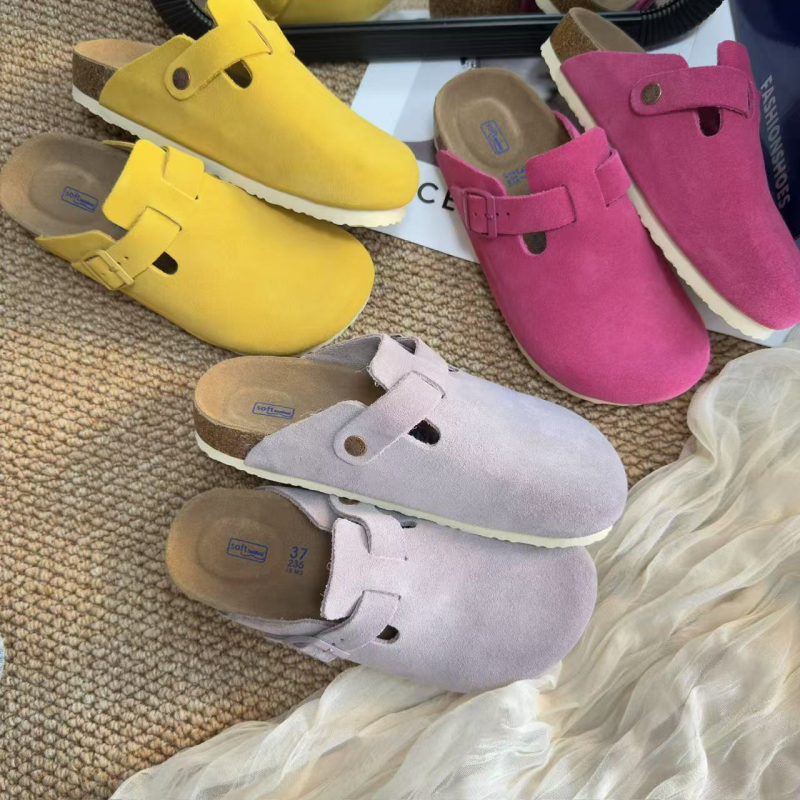 Pantofi dama din piele de vită, cu degetul închis, slip-on, multicolore, ușori și respirabili pentru purtare zilnică