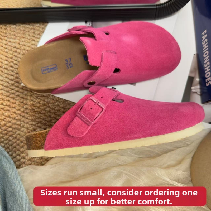 Pantofi dama din piele de vită, cu degetul închis, slip-on, multicolore, ușori și respirabili pentru purtare zilnică