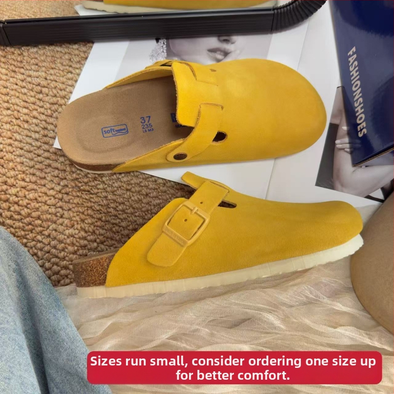Pantofi dama din piele de vită, cu degetul închis, slip-on, multicolore, ușori și respirabili pentru purtare zilnică