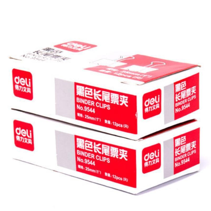 Deli 9544-4 Клип за билети, цилиндричен 25 мм, черен, 12 броя в кутия