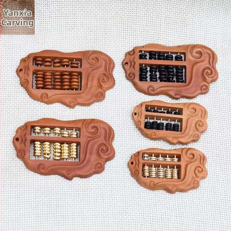 Abakus privjesak od drveta breskve i ružinog drveta, ručno izrezbaren, za DIY nakit, poklon, ključevni