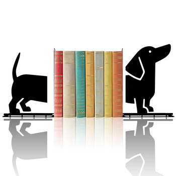 Ковано желязо — творческа фигура такса, L-образен държач за книги, бюро декорация и офисна организация