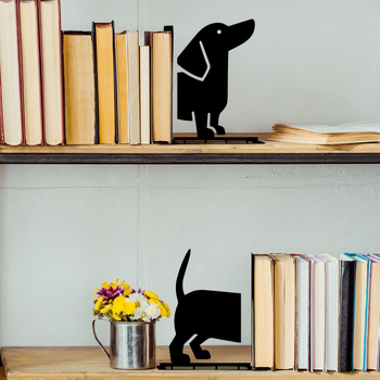 Ковано желязо — творческа фигура такса, L-образен държач за книги, бюро декорация и офисна организация