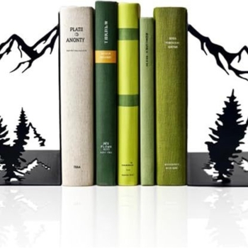 Скандинавски стил железен държач за книги с мотив горска птица, метално кухо декоративно украшение за бюро за елегантно съхранение и експозиция