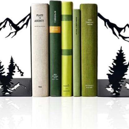 Скандинавски стил железен държач за книги с мотив горска птица, метално кухо декоративно украшение за бюро за елегантно съхранение и експозиция