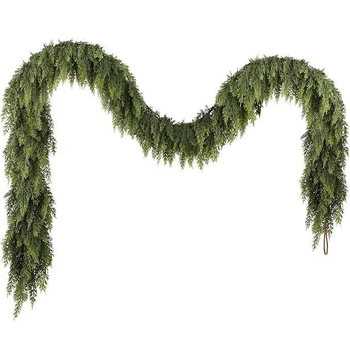 Изкуствена зеленина Norfolk Island pine, гъвкави каучукови клончета; коледна украса за домашния камин; висящи декоративни елементи