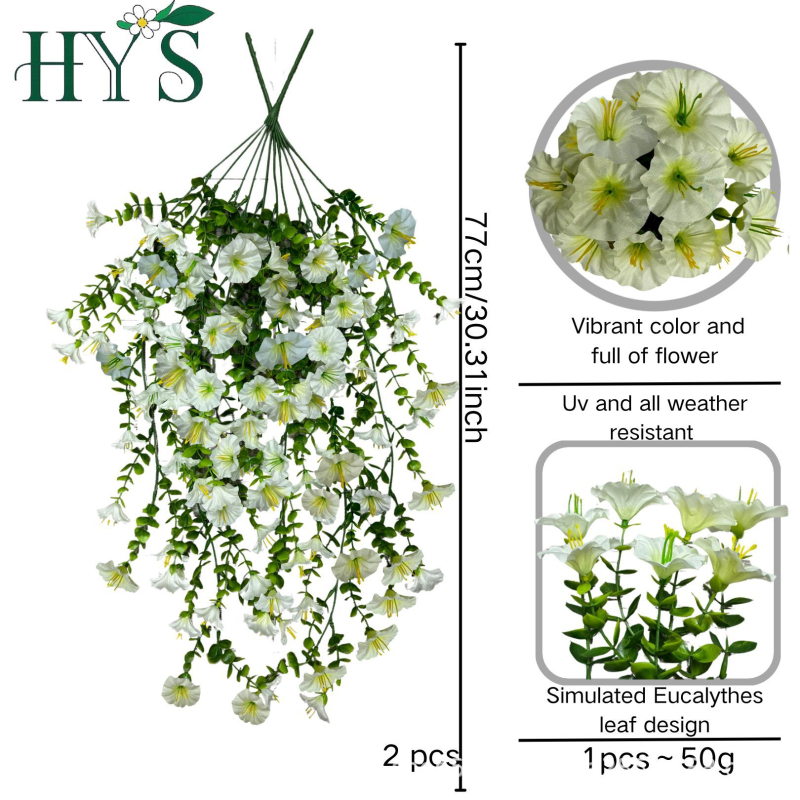 Стенно висящо копринено цвете: момина лоза и евкалипт, ратанова декорация за двор, 45-мрежова мрежа