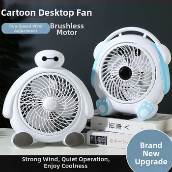 Letný malý karikatúrny elektrický ventilátor — mini stolný ventilátor pre domov a kanceláriu, 3 lopatky, bezkartáčový DC motor, model K-31, 220V, 20W