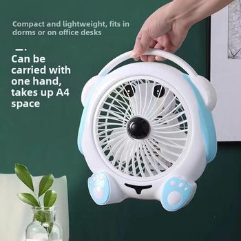 Letný malý karikatúrny elektrický ventilátor — mini stolný ventilátor pre domov a kanceláriu, 3 lopatky, bezkartáčový DC motor, model K-31, 220V, 20W