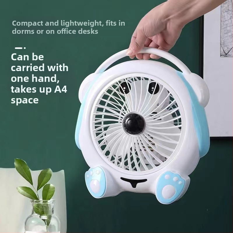 Letný malý karikatúrny elektrický ventilátor — mini stolný ventilátor pre domov a kanceláriu, 3 lopatky, bezkartáčový DC motor, model K-31, 220V, 20W