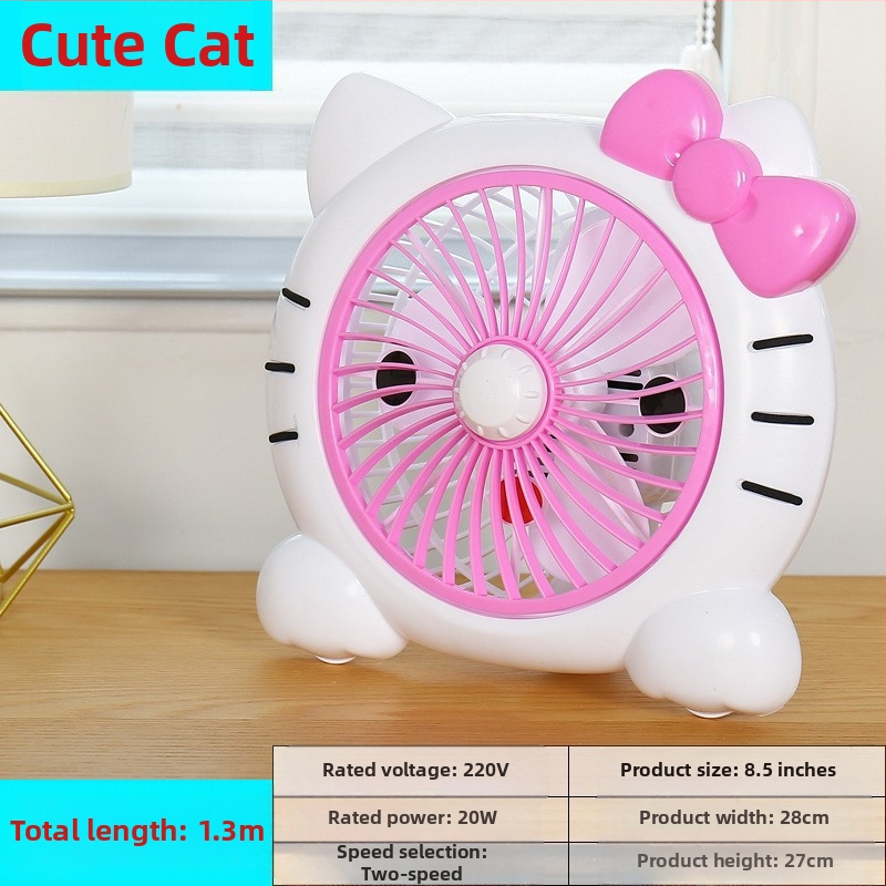 Letný malý karikatúrny elektrický ventilátor — mini stolný ventilátor pre domov a kanceláriu, 3 lopatky, bezkartáčový DC motor, model K-31, 220V, 20W