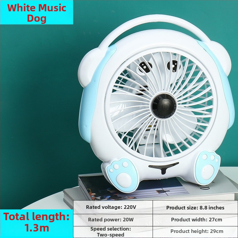 Letný malý karikatúrny elektrický ventilátor — mini stolný ventilátor pre domov a kanceláriu, 3 lopatky, bezkartáčový DC motor, model K-31, 220V, 20W