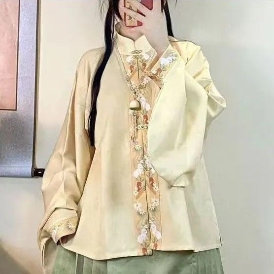 Sui An Tang izvorni Hanfu, sinozapadni spoj, Lolita-Ming stil s stojećim ovratnikom, prednje otvaranje, rukavi tipa Pipa, suknja Mamian, proljetno-jesenski dizajn