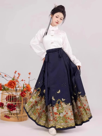Hanfu komplet s cvjetnim uzorkom suknje, stil Butterfly-Love Flower, za svakodnevno nošenje.
