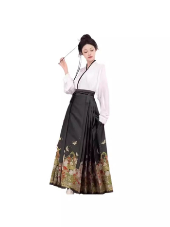 Hanfu komplet s cvjetnim uzorkom suknje, stil Butterfly-Love Flower, za svakodnevno nošenje.