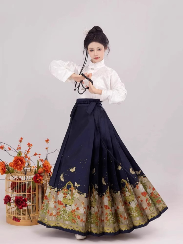 Hanfu komplet s cvjetnim uzorkom suknje, stil Butterfly-Love Flower, za svakodnevno nošenje.