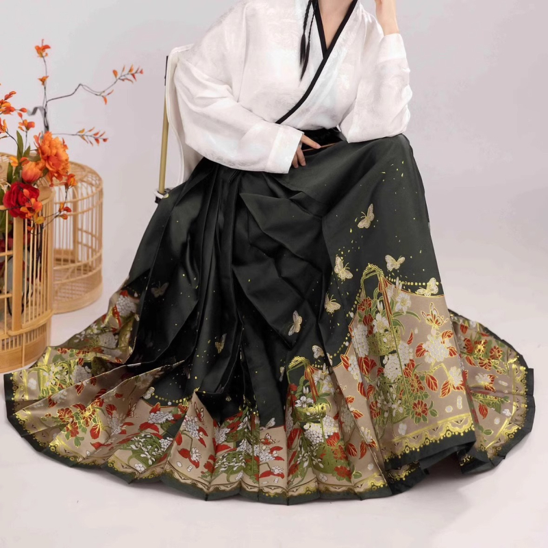 Hanfu komplet s cvjetnim uzorkom suknje, stil Butterfly-Love Flower, za svakodnevno nošenje.