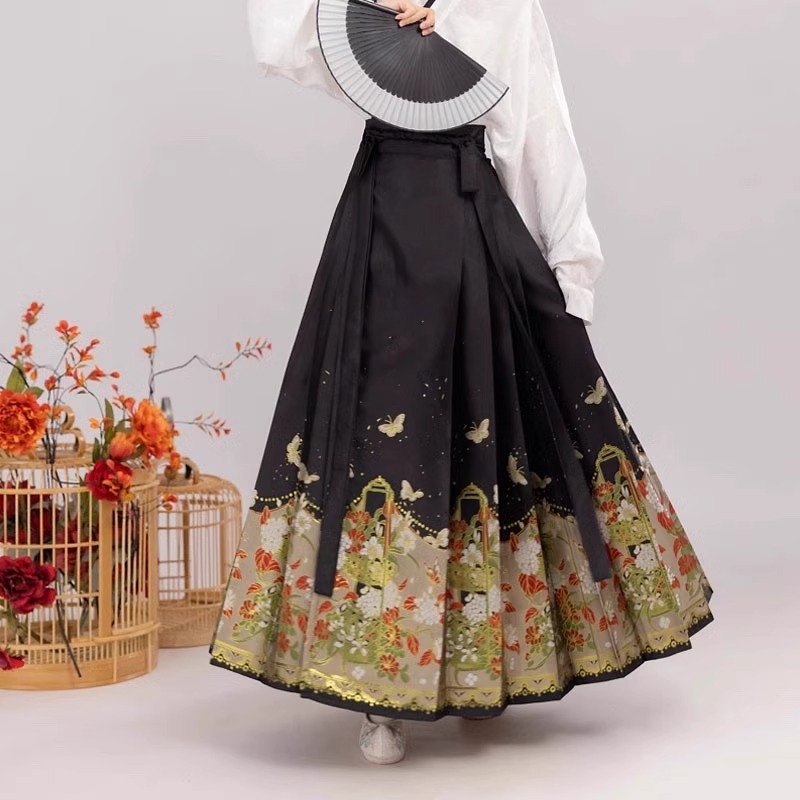 Hanfu komplet s cvjetnim uzorkom suknje, stil Butterfly-Love Flower, za svakodnevno nošenje.