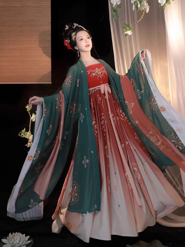 Ženski Hanfu u Tang stilu: bluza s širokim rukavima i suknja