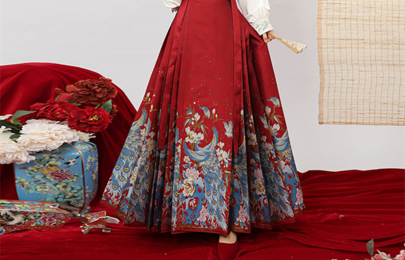 Ženska Hanfu haljina Ming stil s zlatnom vezom i cvjetnim motivima, suknja s horse-face dizajnom, svakodnevni set, 2024