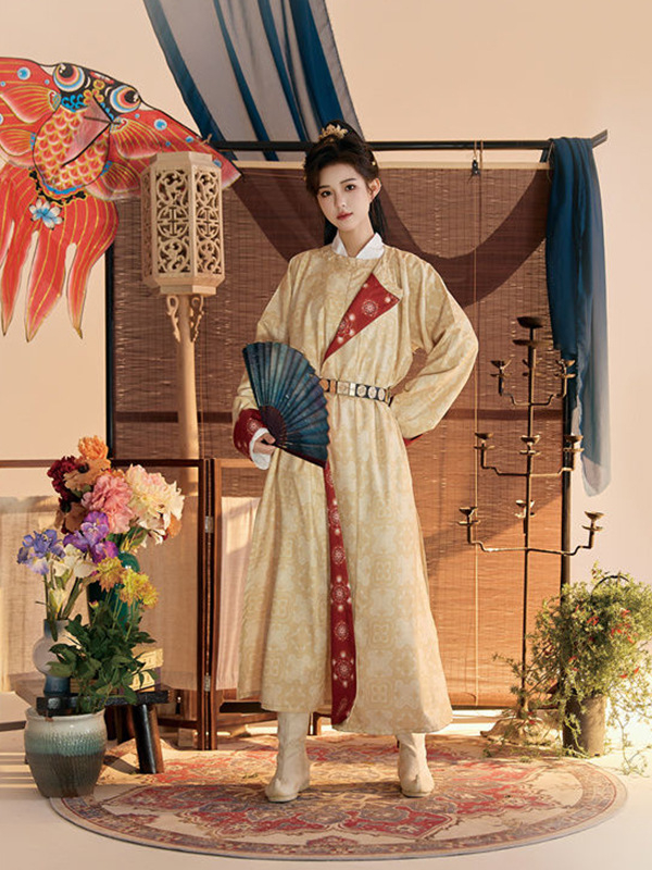 Hanfu set iz dinastije Tang: haljina s okruglim izrezom i lampionske hlače, kombinacija boja, verzija za par