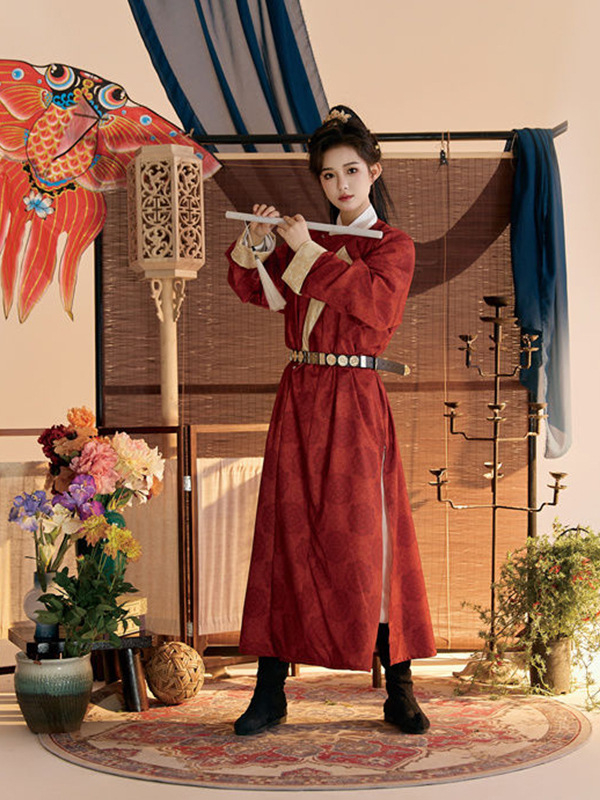 Hanfu set iz dinastije Tang: haljina s okruglim izrezom i lampionske hlače, kombinacija boja, verzija za par