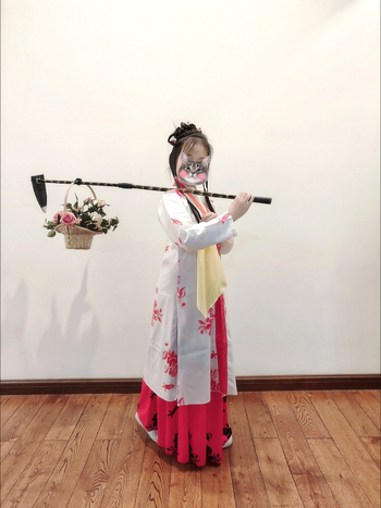 Hanfu kostim za izvedbu inspiriran Lin Daiyu iz Dream of the Red Chamber, dinastija Song, kaput i suknja za pozornicu i studijsku fotografiju